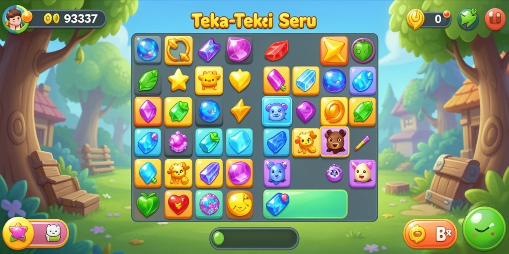 Screenshot gameplay 93337 yang menunjukkan aksi mencocokkan objek.