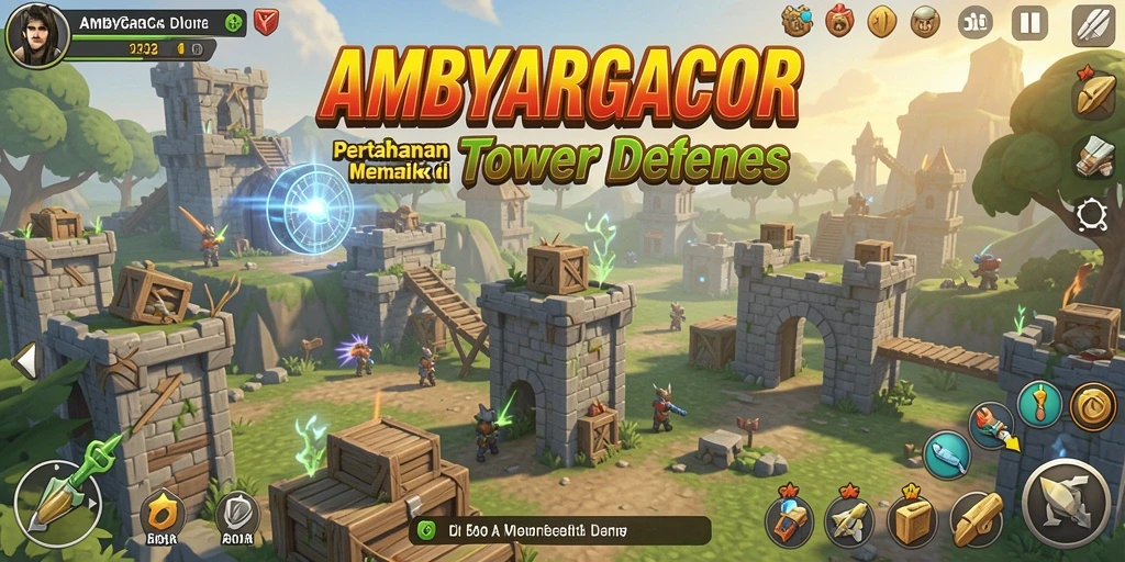 Tampilan gameplay seru dari AMBYARGACOR dalam Tower Defense.