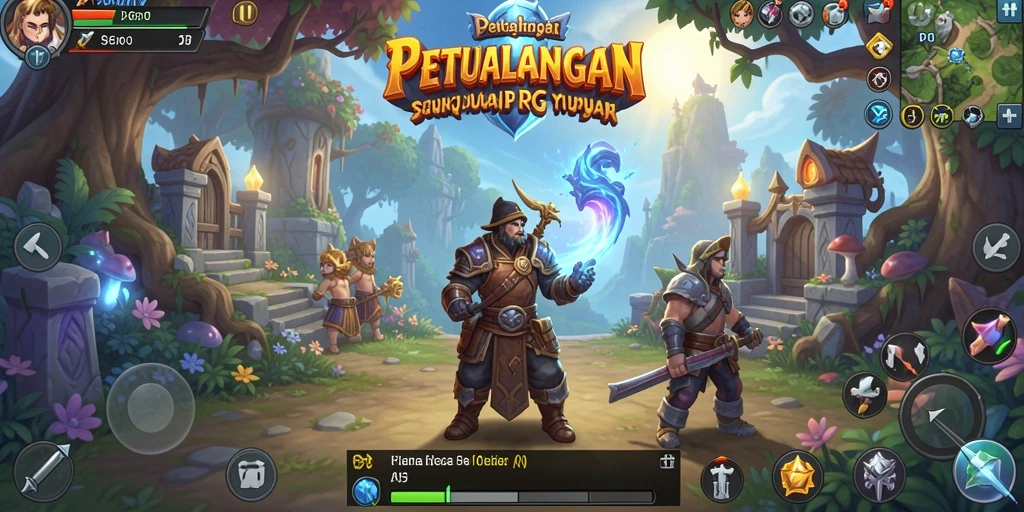 Tangkapan layar utama API77 menampilkan pertarungan epik dalam dunia RPG.