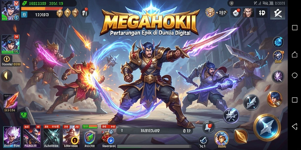 Tangkapan layar dari gameplay pertarungan yang intens di MEGAHOKI.