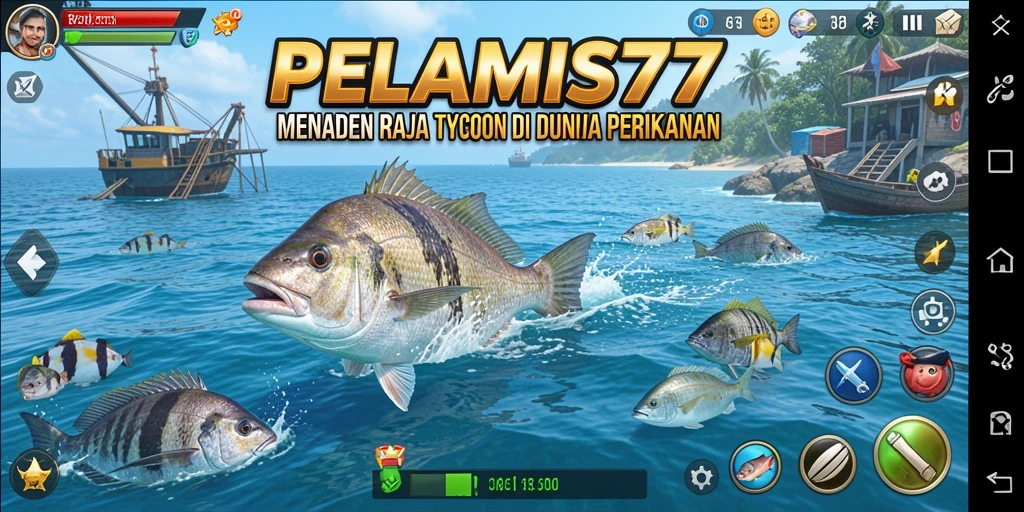 Gameplay PELAMIS77 yang menakjubkan di dunia perikanan Tycoon.