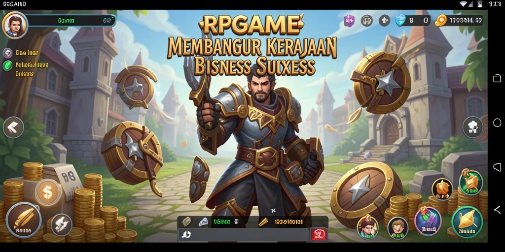 Screenshot utama RPGAME menunjukkan aksi manajemen bisnis yang dinamis.